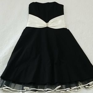 NWT Strappless Black Dress with Satin Belt